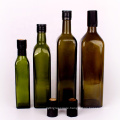 250ml 500ml 750ml 1000ml empty green square Marasca Dark Green glass olive oil and vinegar bottle with cap